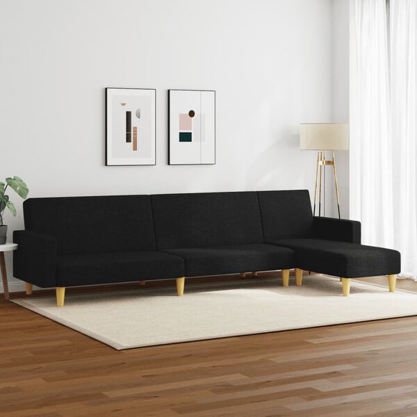 vidaXL 2-tlg. Sofagarnitur Schwarz Stoff