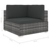 vidaXL Modular-Sofa-Eckteil 1 Stk. + Auflagen Poly Rattan Grau