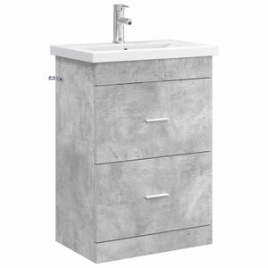vidaXL Badezimmerm&ouml;bel-Set Betongrau 61 x 40 x 84,5 cm Holzwerkstoff