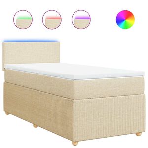vidaXL Boxspringbett mit Matratze Creme 80x200 cm Stoff