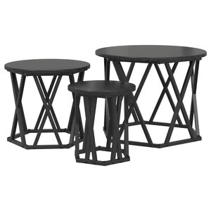 vidaXL Nesting Beistelltisch 3 stk. Schwarz Eichen-Optik