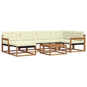 vidaXL Outdoor-Sofagarnitur 19 pcs Natur und Creme Massivholz Akazie