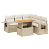 vidaXL 6-tlg. Garten-Sofagarnitur mit Kissen Beige Poly Rattan