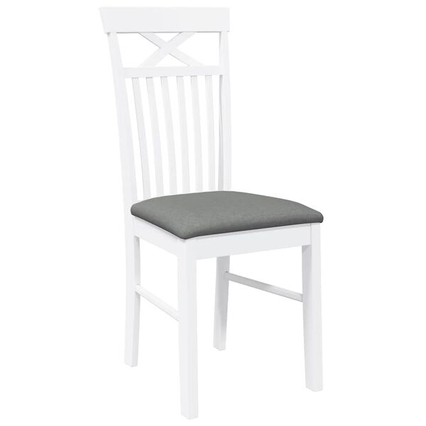 vidaXL Esszimmerstühle mit Kissen 2 Stk. Weiß Massivholz Gummibaum