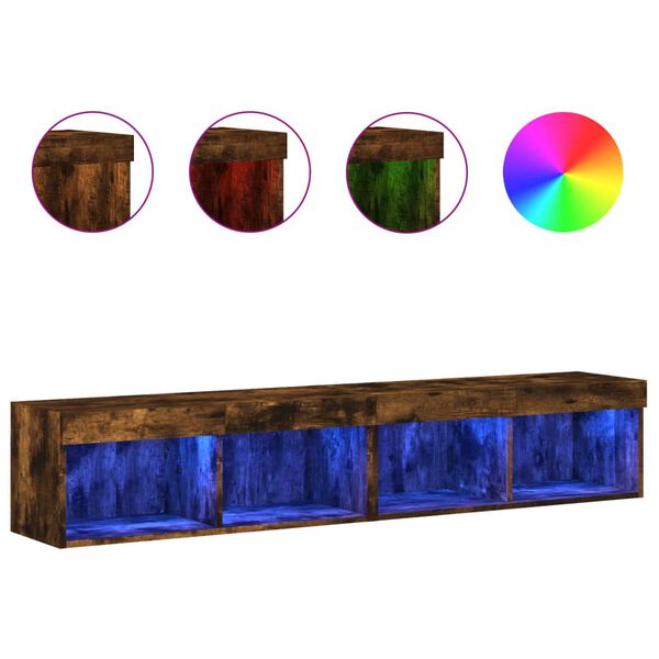 vidaXL TV-Schr&auml;nke mit LED-Leuchten 2 Stk. R&auml;uchereiche 80x30x30 cm