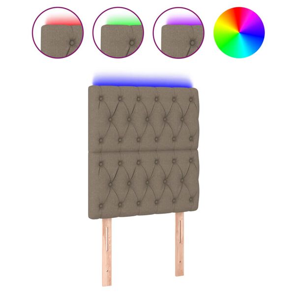 vidaXL LED Kopfteil Taupe 80x7x118/128 cm Stoff
