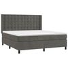 vidaXL Boxspringbett mit Matratze & LED Dunkelgrau 160x200 cm Samt