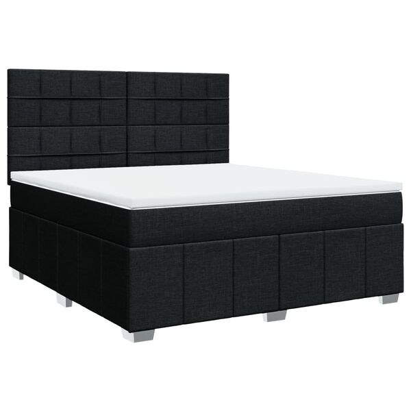vidaXL Boxspringbett mit Matratze Schwarz 180x200 cm Stoff