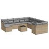 vidaXL 12-tlg. Garten-Sofagarnitur mit Kissen Beige Poly Rattan