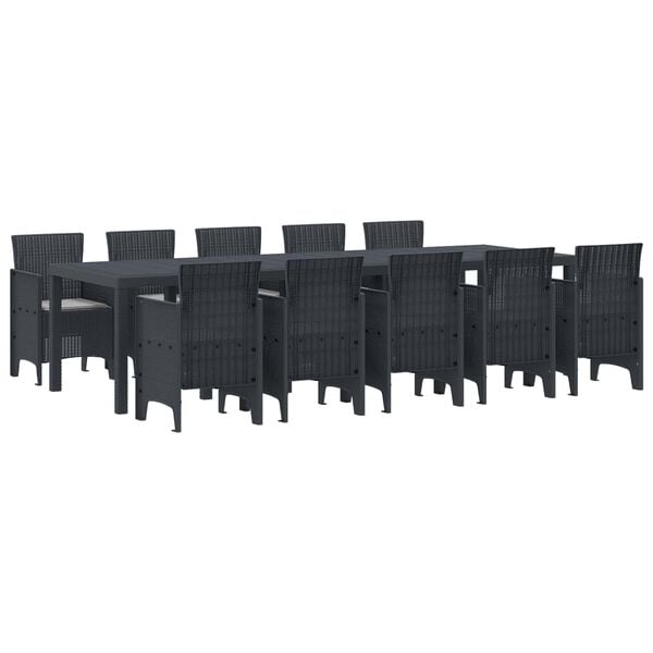 vidaXL Garten Esszimmer Set mit Kissen 11 pcs Anthrazit und Hellgrau