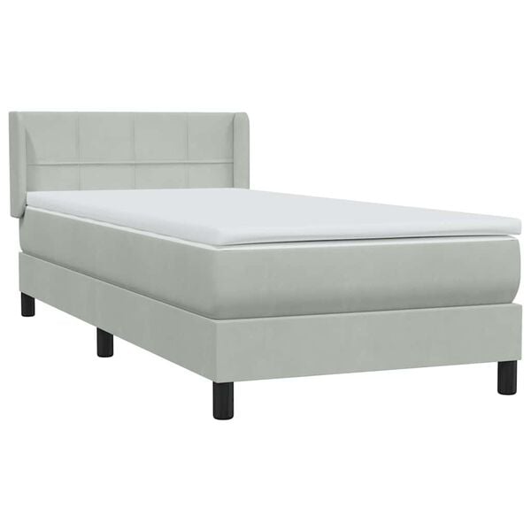 vidaXL Boxspringbett mit Matratze Hellgrau 90x210 cm Samt