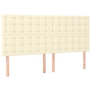 vidaXL Kopfteil Creme 180x5x118/128 cm Kunstleder