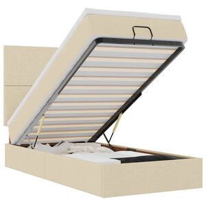 vidaXL Ottoman-Bett mit Matratze & LEDs Creme 80x200 cm Stoff