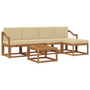 vidaXL Outdoor-Sofagarnitur mit Kissen 6 pcs Natur und Beige