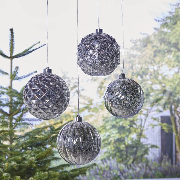 Luxform Batterie-LED-H&auml;ngelampe Ball Swirl Silbern