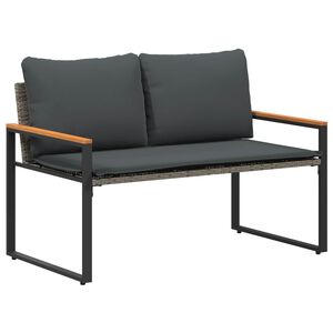 vidaXL Bank mit Kissen Grau und Dunkelgrau 115 x 65 x 72 cm Rattan