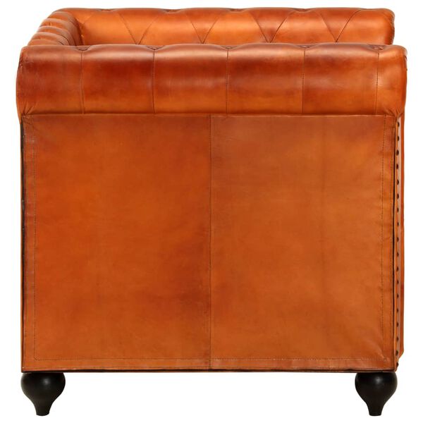 vidaXL Chesterfield-Sessel Hellbraun Echtleder