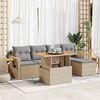 vidaXL 6-tlg. Garten-Sofagarnitur mit Kissen Beige Poly Rattan Akazie