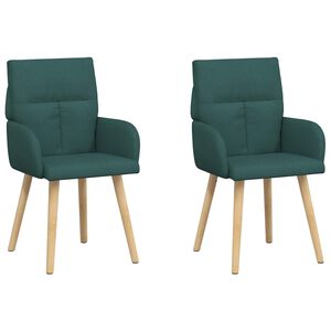 vidaXL Esszimmerst&uuml;hle 2 stk. Stoff Dunkelgr&uuml;n 60 x 56 x 96 cm