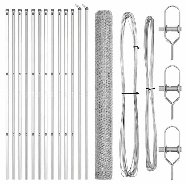 vidaXL Zaunpfosten Silber 25 x 1,5 m (25 mm Gitter) Stahl
