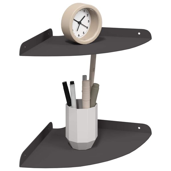 vidaXL Eckregal zum Schweben mit Regal 2 pcs Schwarz 24 x 24 x 2 cm