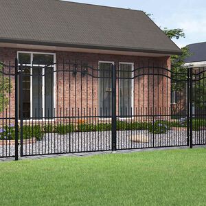 vidaXL Gartentor KAMPEN mit Speerspitze Schwarz 394,5 x 172 cm Stahl