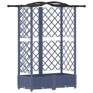 vidaXL Hochbeet mit Rankgitter und Dach Grau 124 x 40 x 126 cm PP