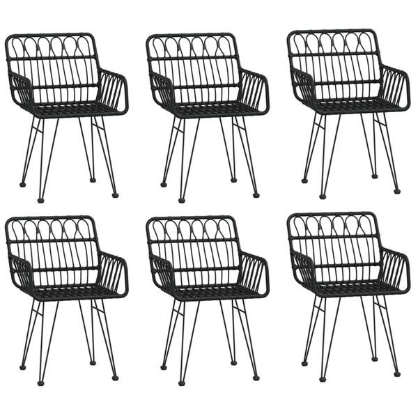 vidaXL 7-tlg. Garten-Essgruppe Schwarz Poly Rattan