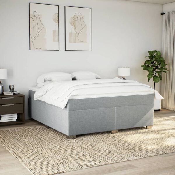 vidaXL Boxspringbett mit Matratze Hellgrau 180x200 cm Stoff