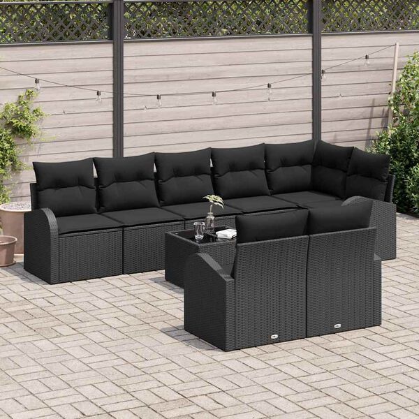 vidaXL Gartensofa-set 9 pcs Poly-Rattan