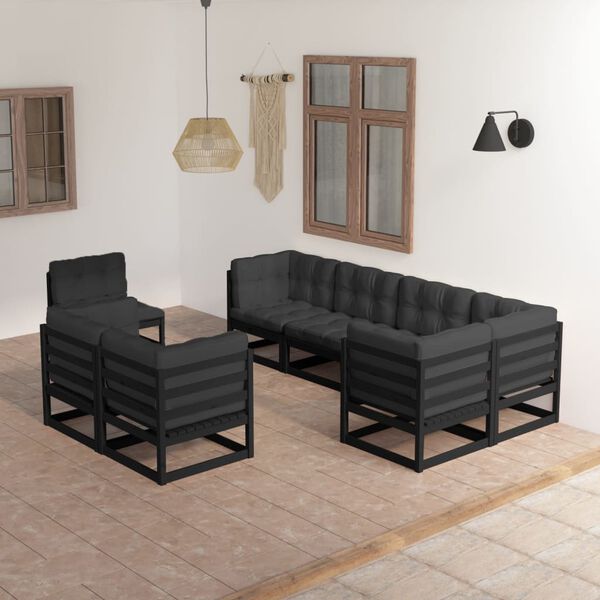 vidaXL 8-tlg. Garten-Lounge-Set mit Kissen Massivholz Kiefer