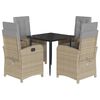 vidaXL 5-tlg. Garten-Essgruppe mit Kissen Beige Poly Rattan