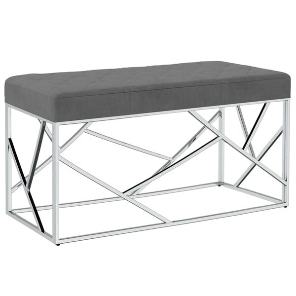 vidaXL Sitzbank 97 cm Dunkelgrau Samt und Edelstahl