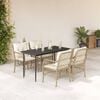 vidaXL 5-tlg. Garten-Essgruppe mit Kissen Beige Poly Rattan