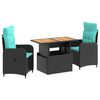 vidaXL Outdoortisch-Set 3 stk. Black and Turquoise 100 x 55 x 73 cm