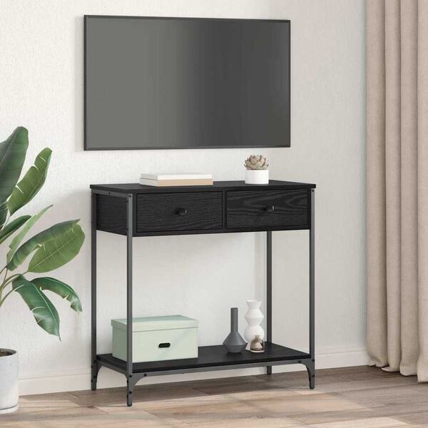 vidaXL Konsolentisch Schwarz Eichen-Optik 75 x 34,5 x 75 cm