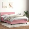vidaXL Boxspringbett mit Matratze Rosa 140x210 cm Samt
