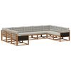 vidaXL Outdoor-Sofagarnitur mit Kissen 9 pcs Nat&uuml;rlich und Hellgrau