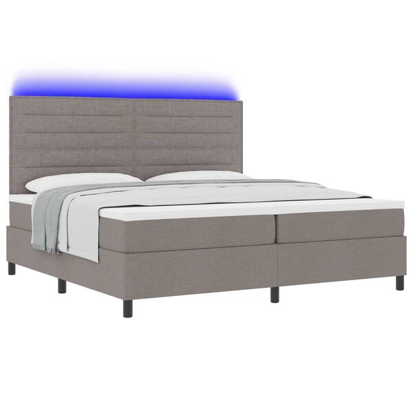 vidaXL Boxspringbett mit Matratze mit LED Taupe 200 x 200 cm Stoff