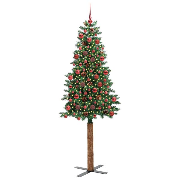 vidaXL Schlanker Weihnachtsbaum mit 300 LEDs mit St&auml;nder Gr&uuml;n 180 cm