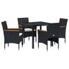 vidaXL Garten Essgruppe 5 stk. Schwarz Poly-Rattan