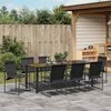 vidaXL Garten Essgruppe 9 pcs Schwarz Pulverbeschichteter Stahl
