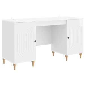 vidaXL Schreibtisch Hochglanz-Wei&szlig; 142,5 x 50 x 75 cm Holzwerkstoff