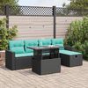 vidaXL 6-tlg. Garten-Sofagarnitur mit Kissen Grau Poly Rattan Akazie