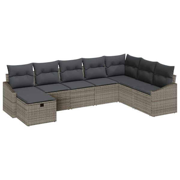 vidaXL Garten-Sofa-Set 8 pcs Grau 55 x 62 x 69 cm Poly Rattan