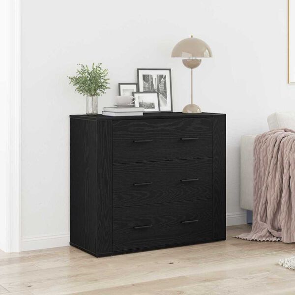 vidaXL Sideboard Schwarz Eichen-Optik 80 x 33 x 70 cm Holzwerkstoff