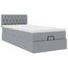 vidaXL Ottoman-Bett mit Matratze & LEDs Hellgrau 100x200 cm Stoff