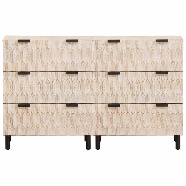 vidaXL Sideboard 2 pcs Wei&szlig;e gewaschene Oberfl&auml;che 60 x 33 x 75 cm