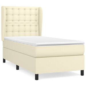 vidaXL Boxspringbett mit Matratze Creme 100x200 cm Kunstleder