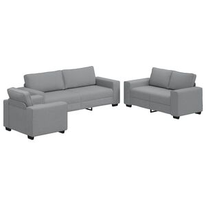 vidaXL 3-tlg. Sofagarnitur mit Kissen Hellgrau Stoff